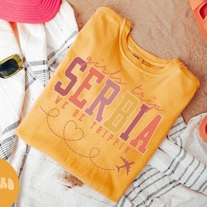 セルビア シャツ、女子旅行 T シャツ、女子旅行記念品シャツ、バケーション T シャツ、マッチング グループ T シャツ、友達旅行、女性用 T シャツ