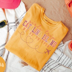 カタリナ島シャツ、女子旅行Tシャツ、女子旅行記念シャツ、バケーションTシャツ、マッチンググループTシャツ、友達旅行、女性用Tシャツ