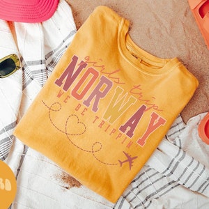ノルウェーシャツ、女子旅行Tシャツ、女子旅行記念シャツ、バケーションTシャツ、マッチンググループTシャツ、友達旅行、女性用Tシャツ