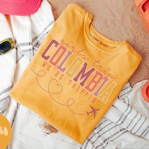 コロンビア シャツ、女子旅行 T シャツ、女子旅行記念品シャツ、バケーション T シャツ、マッチング グループ T シャツ、友達旅行、女性用 T シャツ