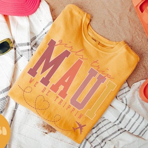 マウイ ハワイ シャツ、女子旅行 T シャツ、女子旅行記念品シャツ、バケーション T シャツ、マッチング グループ T シャツ、友達旅行、女性用 T シャツ