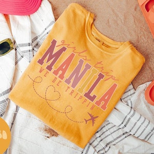 マニラ フィリピン シャツ、女子旅行 T シャツ、女子旅行記念品シャツ、バケーション T シャツ、マッチング グループ T シャツ、友達旅行、女性用 T シャツ