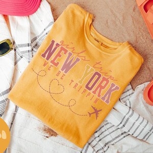 ニューヨークシャツ、女子旅行Tシャツ、女子旅行記念品シャツ、バケーションTシャツ、マッチンググループTシャツ、友達旅行、女性用Tシャツ