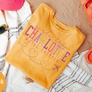 ノースカロライナ州シャーロットのシャツ、女子旅行のTシャツ、女子旅行の記念品シャツ、バケーションTシャツ、マッチンググループTシャツ、友達旅行