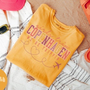 コペンハーゲン デンマーク シャツ、女子旅行 T シャツ、女子旅行記念品シャツ、バケーション T シャツ、マッチング グループ T シャツ、友達旅行、女性用 T シャツ