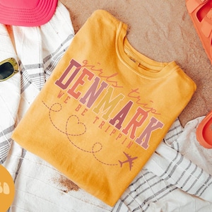 デンマーク シャツ、女子旅行 T シャツ、女子旅行記念品シャツ、バケーション T シャツ、マッチング グループ T シャツ、友達旅行、女性用 T シャツ
