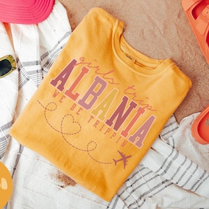 アルバニア シャツ、女子旅行 T シャツ、女子旅行記念品シャツ、バケーション T シャツ、マッチング グループ T シャツ、友達旅行、女性用 T シャツ