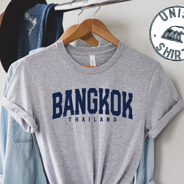 T-shirt Rétro Drôle "Bangkok Thailand Ringer" - Fruit Of The Loom, Noir, Homme, Neuf Sans étiquette