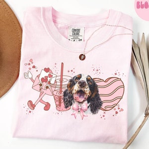 English Springer Spaniel Dog Valentine&#39;s Day Shirt, Valentine English Springer Spaniel Gifts, Dog Mom T Shirt, Tshirt, Tee for Women