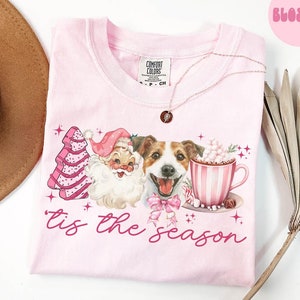 Jack Russell Terrier-hondenkerstshirt, kerstcadeaus Jack Russell Terrier-hond, roze kerstt-shirt, T-shirt, dames