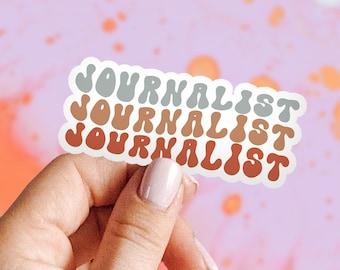 Autocollant de remise des diplômes d'études supérieures en journalisme de journaliste, cadeaux, coupe baiser, pour ordinateur portable, autocollant en vinyle drôle, femmes hommes, lui elle