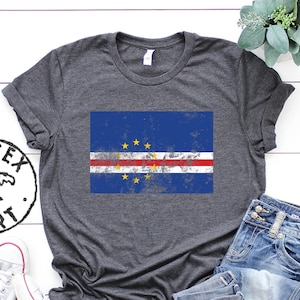 Vintage Style Cape Verde Cape Verdean Pride Flag Shirt, Funny Tee, T-shirt, Birthday Gifts for Men and Women
