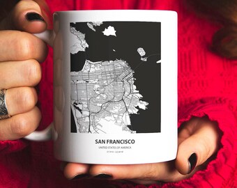 San Francisco Map, San Francisco Coffee Mug, California Gift