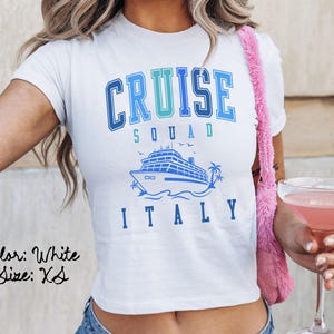イタリア クルーズ スクワッド ベビー T シャツ、クルーズ船シャツ、女子旅行 T シャツ、お揃いシャツ、グループ T シャツ、友達旅行、トレンディな夏