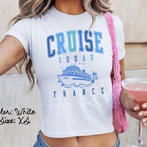 フランス クルーズ スクワッド ベビー T シャツ、クルーズ船シャツ、女子旅行 T シャツ、お揃いシャツ、グループ T シャツ、友達旅行、トレンディな夏