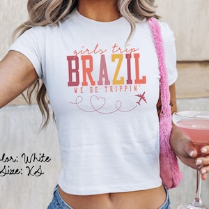 ブラジル ベビー T シャツ、ぴったりフィット、女子旅行 T シャツ、お揃いのシャツ、グループ T シャツ、友達旅行、トレンディな夏