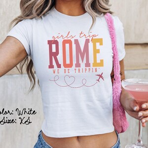 ローマ イタリア ベビー T シャツ、ぴったりフィット、女子旅行 T シャツ、お揃いのシャツ、グループ T シャツ、友達旅行、トレンディな夏
