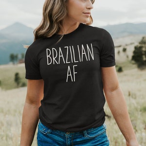 Brazil Women's Baby Tee, Brasil Soccer Ringer T Shirt, Navy Jersey T-shirt  With Brazilian Flag and Stars 