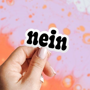 Nein No in German Germany Sticker, Gifts, Kiss Cut, For Laptop, Funny Vinyl Sticker, Women Men, Him Her