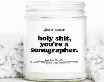 Sonography Sonographer Graduation Gifts, Funny Candle, Housewarming, Soy Wax, Scented, Decor