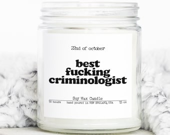 Criminology Criminologist Graduation Gifts, Funny Candle, Housewarming, Soy Wax, Scented, Decor