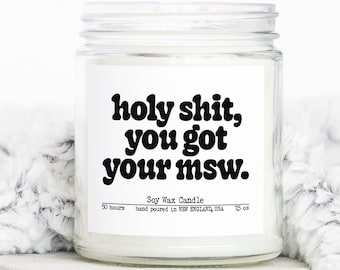 MSW Graduation Social Worker Gifts, Funny Candle, Housewarming, Soy Wax, Scented, Decor