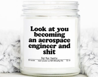 Aerospace engineer graduation engineering degree Gifts, Funny Candle, Housewarming, Soy Wax, Scented, Decor