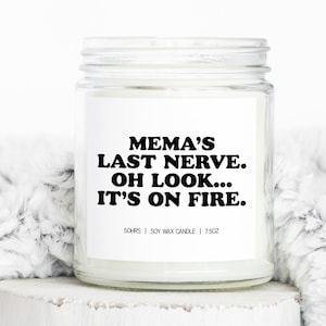 Mema Mothers Day Grandma Gifts, Funny Candle, Housewarming, Soy Wax, Scented, Decor