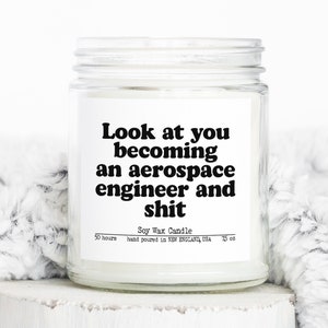 Aerospace engineer graduation engineering degree Gifts, Funny Candle, Housewarming, Soy Wax, Scented, Decor