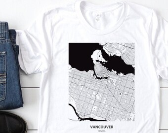 Keep Calm and Move to Canada Tour Canadian Flag Vancouver Map Gift T-Shirt
