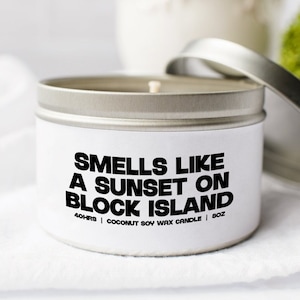 Block Island Rhode Island RI Moving Away Best Friend Candle, Gifts, Tin, Coconut Soy Wax, Scented, Aromatherapy, Vanilla, Coffee, Home