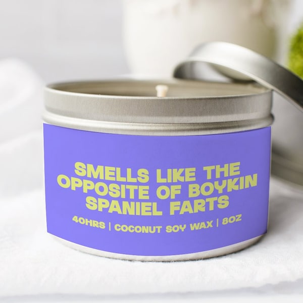 Boykin Spaniel Dog Mom Mother's Day Candle, Gifts, Tin, Coconut Soy Wax, Scented, Aromatherapy, Vanilla, Coffee, Home Office Decor