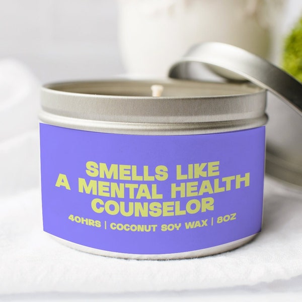 Mental Health Counselor Graduation Candle, Gifts, Tin, Coconut Soy Wax, Scented, Aromatherapy, Vanilla, Coffee, Home Office Decor