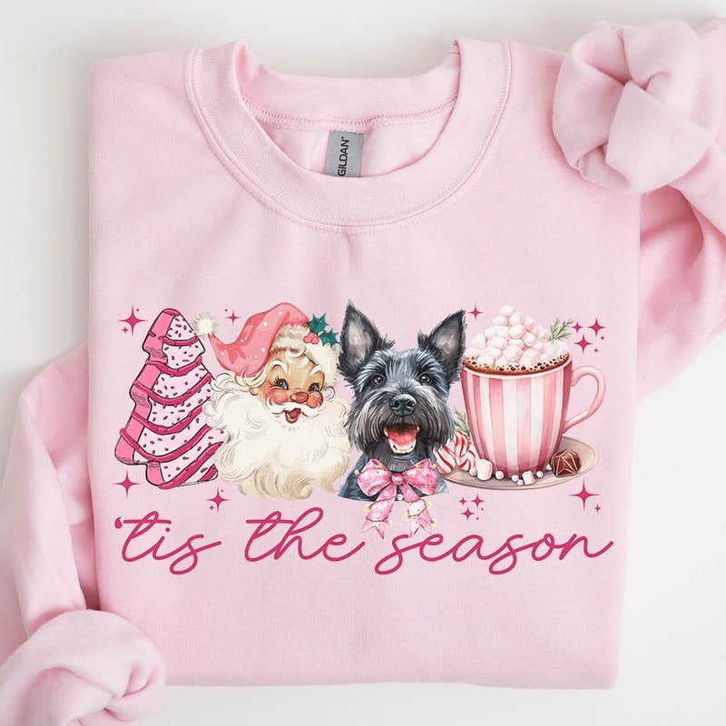Sweatshirt Scottish Terrier Noël Vintage - Design Coquin, Cadeau Pour Amoureux Des Chiens - 5