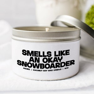 Snowboarding Snowboarder Snowboard Candle, Gifts, Tin, Coconut Soy Wax, Scented, Aromatherapy, Vanilla, Coffee, Home Office Decor