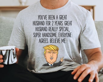 2nd Anniversary Gift for Husband 2 Year Wedding Anniversary T Shirt Funny Husband Tshirt Gifts for Him Cotton Anniversary for Men Tee