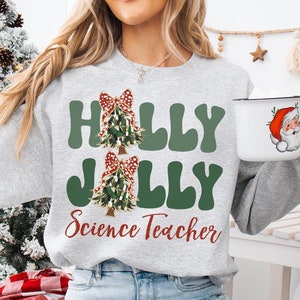 SCIENCE Teacher Christmas Sweatshirt, SCIENCE Teacher Christmas Gifts, Christmas Tree Brushstroke, Crewneck, Sweater Shirt, Women