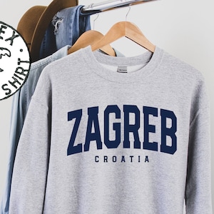 Zagrzeb Chorwacja Bluza, Prezenty, Zabawna Koszulka Sweter, Sweter, Mężczyźni Kobiety, On Jej