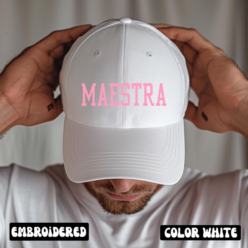 Maestra Teacher Spanish Bilingual Hat, Pink, Gifts, Baseball Cap