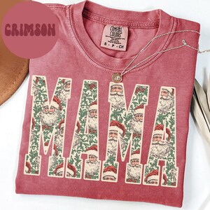 Christmas Mama Comfort Colors Shirt, Mom Shirt, New Mother Tshirt, Cute Gift For Mom, Trendy Santa Tee, First Xmas Gifts, Pregnancy Reveal