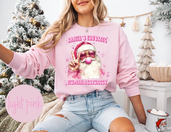 Sweat-shirt De Noël Pour Femme - Imprimé Sapin, Père Noël - Mélange Coton/polyester - Col Rond - Pour Fêtes Et Confort Hivernal - 4