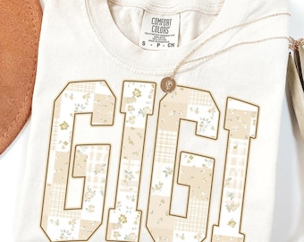 Gigi Comfort Colors Shirt, Patchwork Grandma Shirt, Mothers Day Gifts, New Grandma Tshirt, Tee