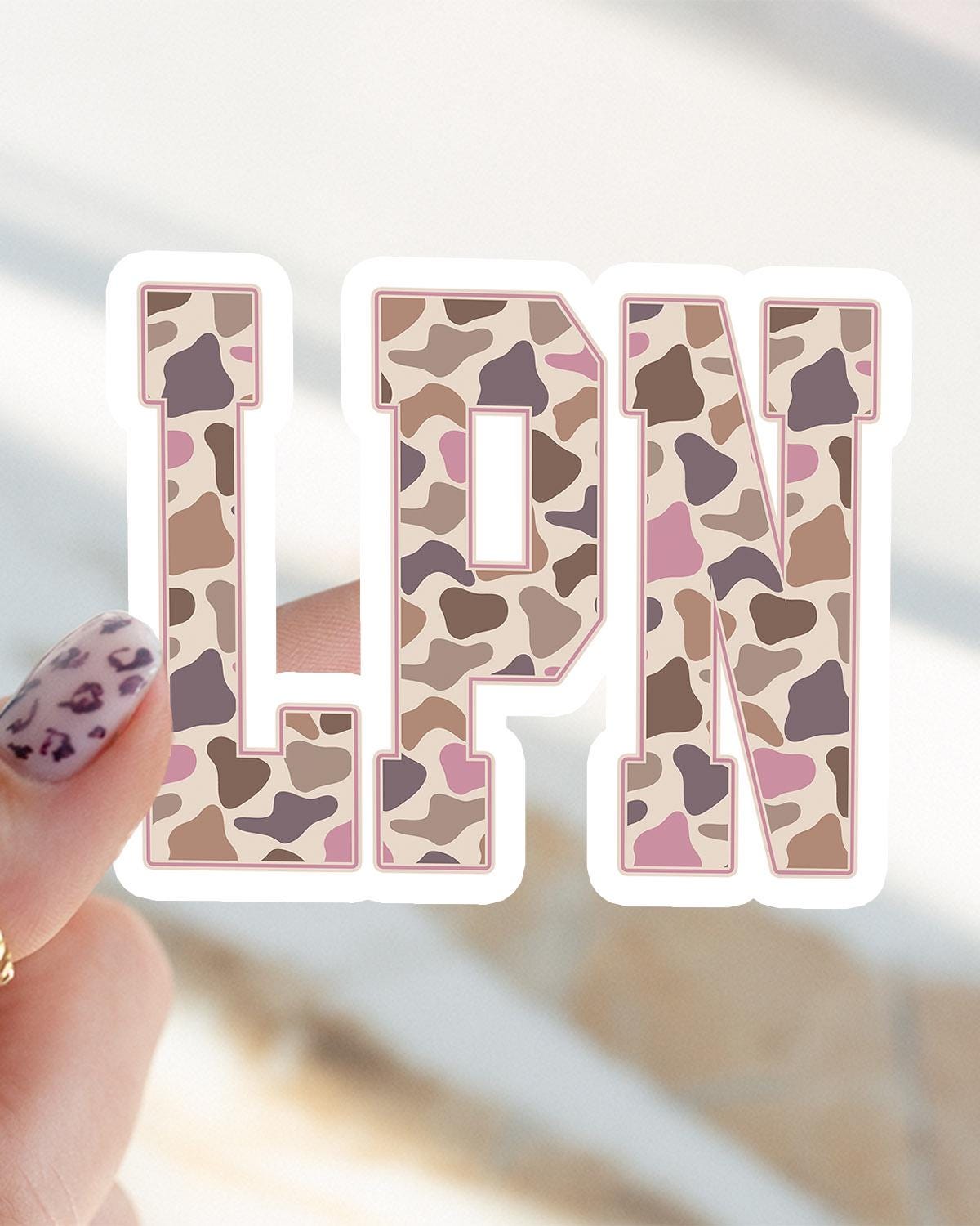 LPN Nurse Sticker, Licensed Practical Nurse Gifts, Pink Camo Medical ...
