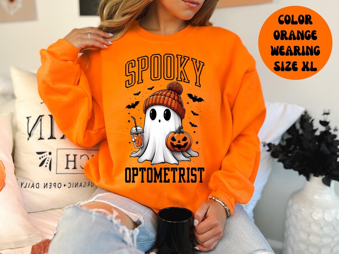Optometrist Optometry Spooky Halloween Ghost Beanie Pumpkin Sweatshirt ...