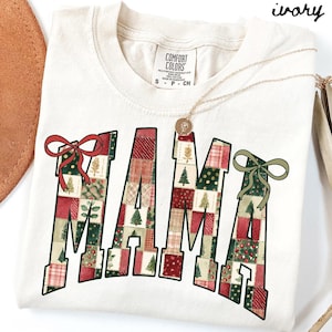 Christmas Mama Comfort Colors Shirt, Mom Shirt, New Mother Tshirt, Cute Gift For Mom, Trendy Santa Tee, First Xmas Gifts, Pregnancy Reveal