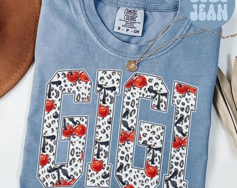 Gigi Comfort Colors Shirt, Leopard Cherry Grandma Shirt, Mothers Day Gifts, New Grandma Tshirt, Tee