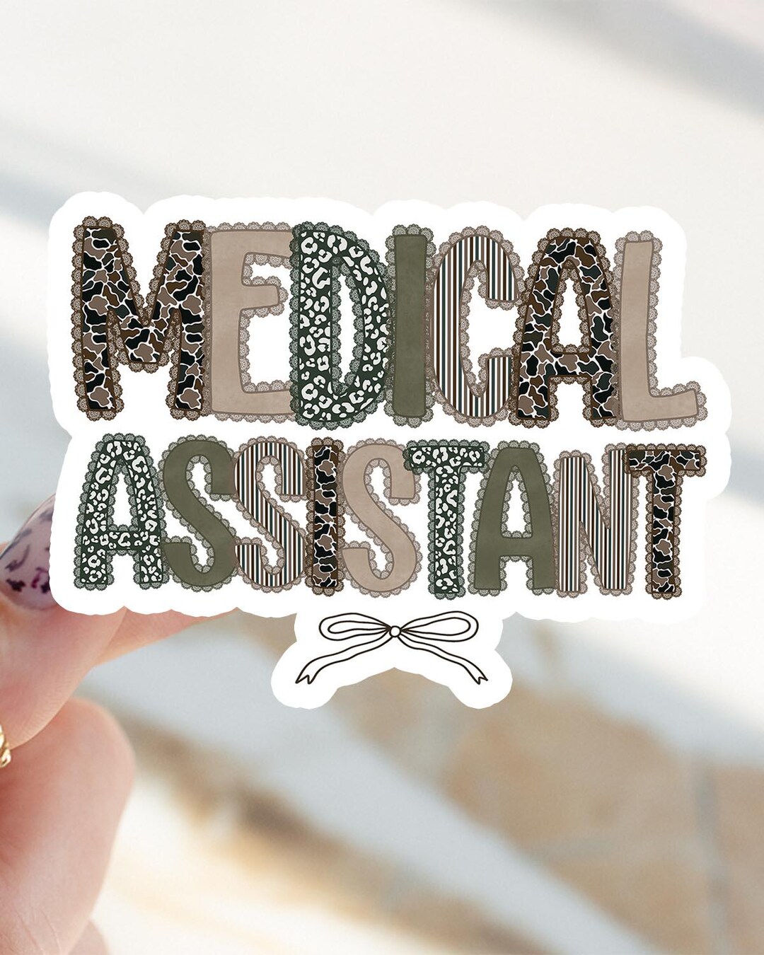 Medical Assistant Sticker, Graduation Lace Camo Kiss Cut Sticker, Gifts ...