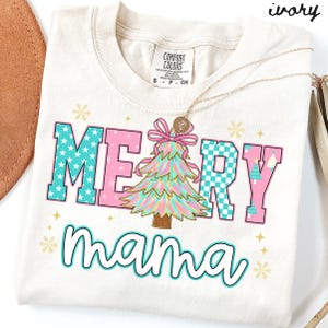 Christmas Mama Comfort Colors Shirt, Mom Shirt, New Mother Tshirt, Cute Gift For Mom, Trendy Santa Tee, First Xmas Gifts, Pregnancy Reveal