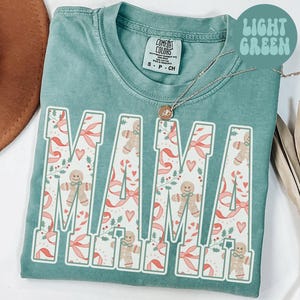 Christmas Mama Comfort Colors Shirt, Mom Shirt, New Mother Tshirt, Cute Gift For Mom, Trendy Santa Tee, First Xmas Gifts, Pregnancy Reveal