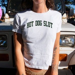Hot Dog Baby Tee, SNUG FIT, Gifts, Shirt, Tshirt for Her, Women, Cute, Trendy
